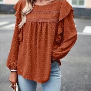 PRETTYGARDEN Women's Long Sleeve Ruffle Top M - NWT